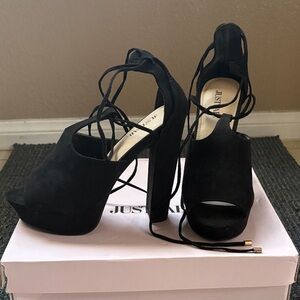 JustFab Elegant Black Platform Sandals